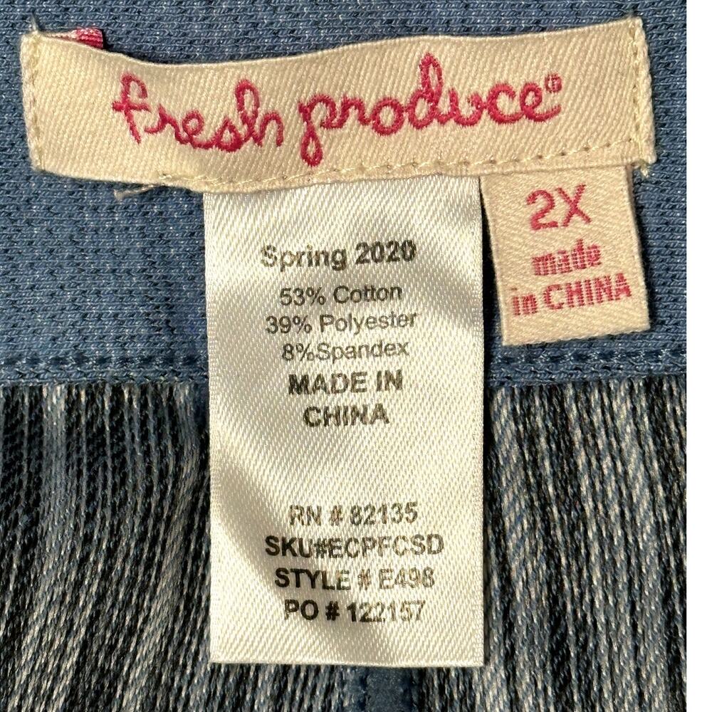 Fresh Produce NWT Fresh Fit Riviera Women Plus Size 2X Cropped Capri Blue Costal - Picture 7 of 11